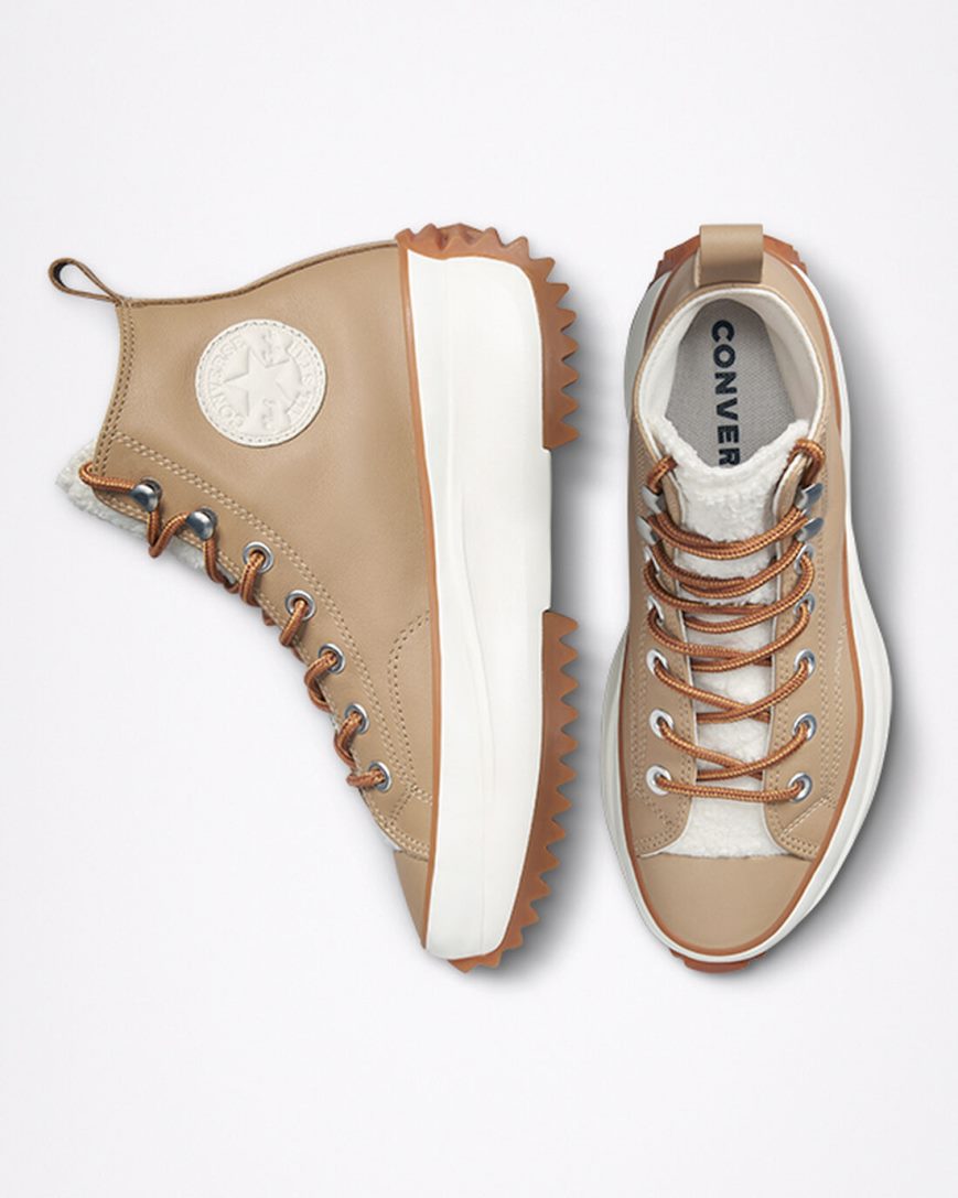 Topanky Na Platforme Converse Run Star Hike Sherpa Vysoke Damske Hnedožltý Hnede | SK C11LAE2